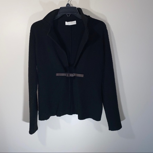 Alpha Massimo Rebecchi women’s Black Wool Blend Cardigan sweater size 42 - Picture 2 of 6